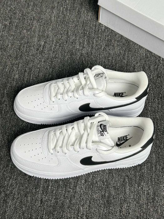 Białe Buty Nike Air Force 1 White Black Leather Roz.44