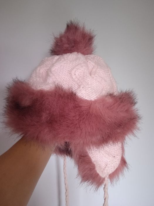 Czapka zimowa z nausznikami dziewczęca