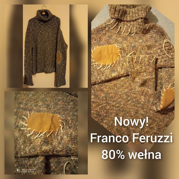 Nowy sweter golf franco feruzzi wełna L, Xl, vintage,