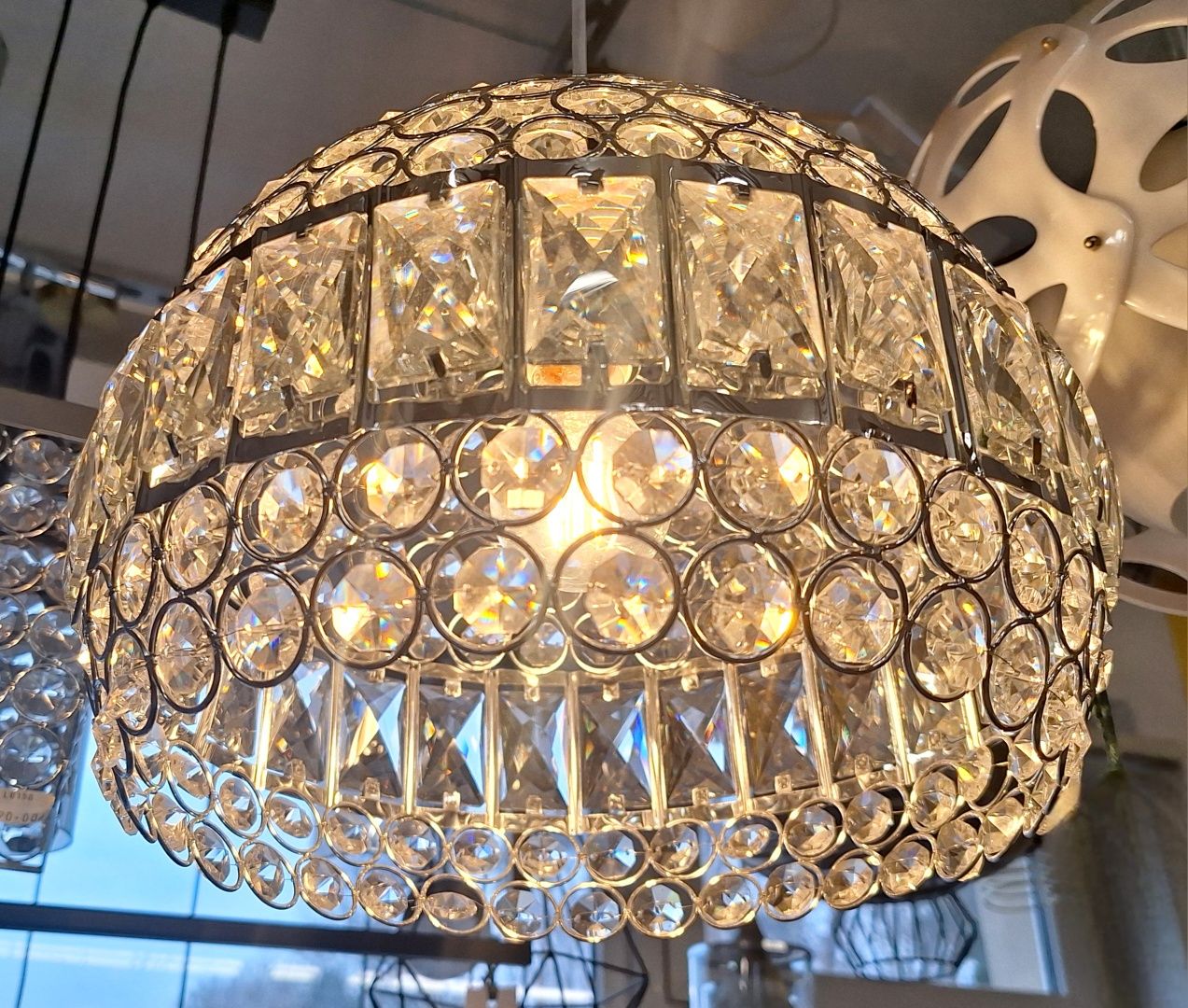 Lampa wisząca KRYSZTAŁY Klosz żyrandol kryształowy z kryształami