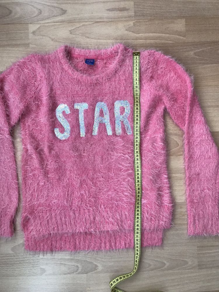 Sweter dla dziewczynki angora włochaty miś cekiny 134
