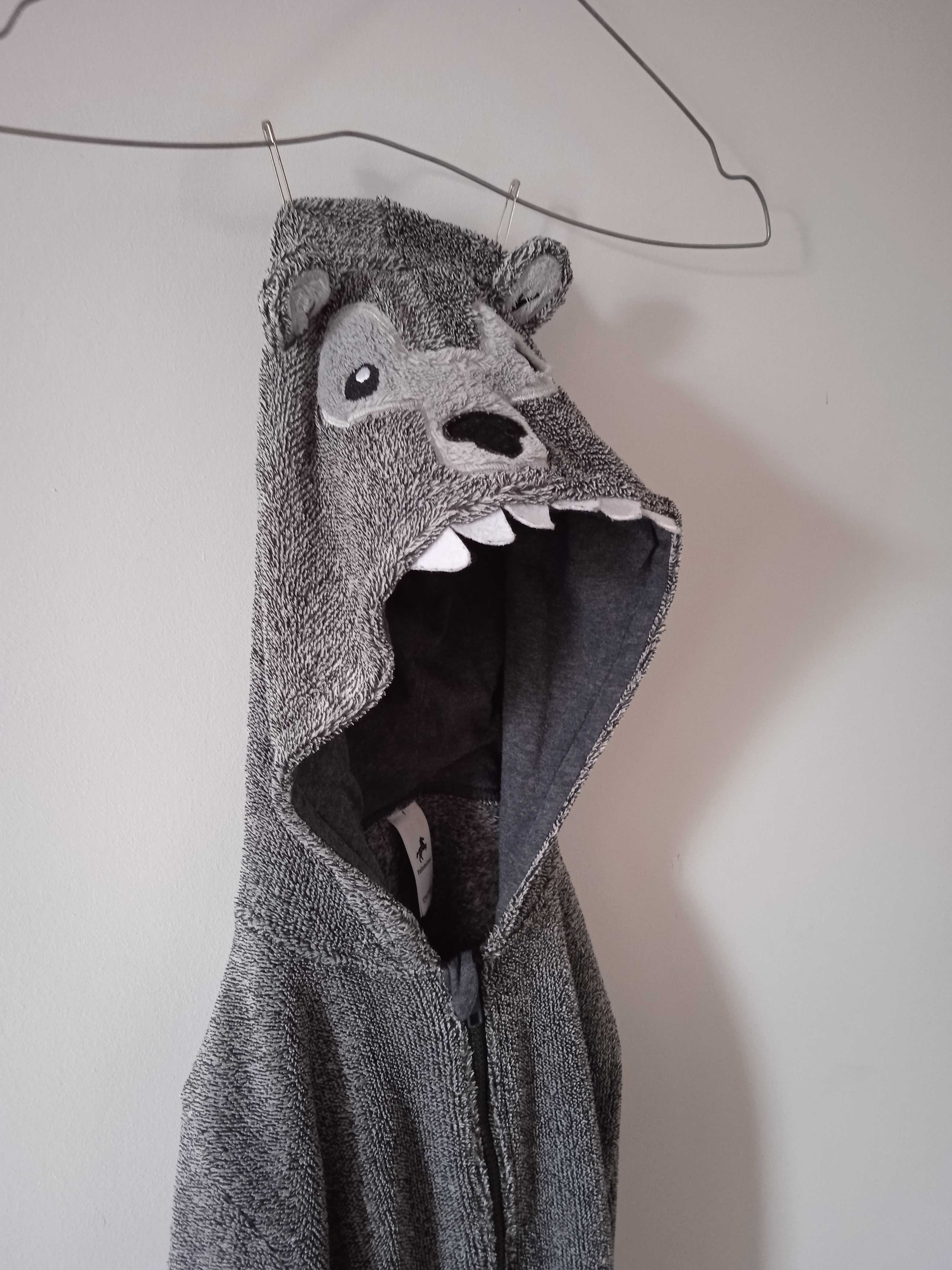 Wilk r.134-140cm; strój przebranie, ogon, polar futerkowy,