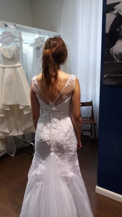 Suknia ślubna sweetheart 6043 koronka, biała z trenem