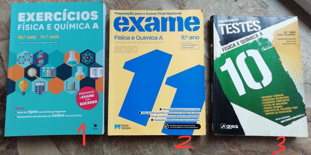 Livros Físico e Química 10° e 11° para exame