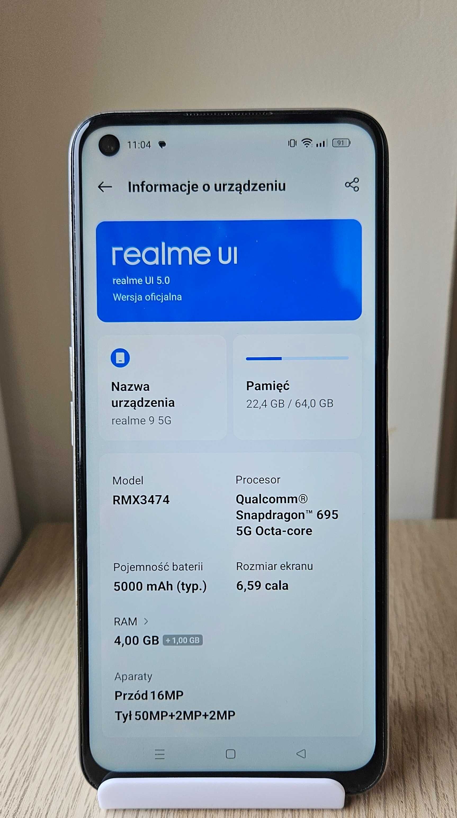 Realme 9 5G 4/64 GB, 6,6" 120 Hz 50 Mpx 5000 mAh NFC dual SIM