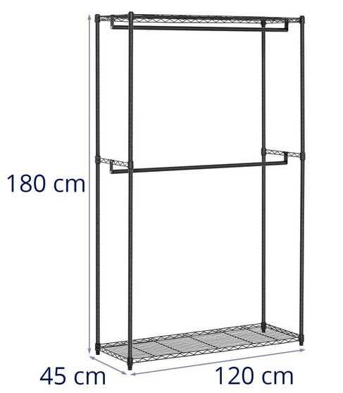 Regał metalowy z wieszakami - druciany - 3 półki - do 200 kg