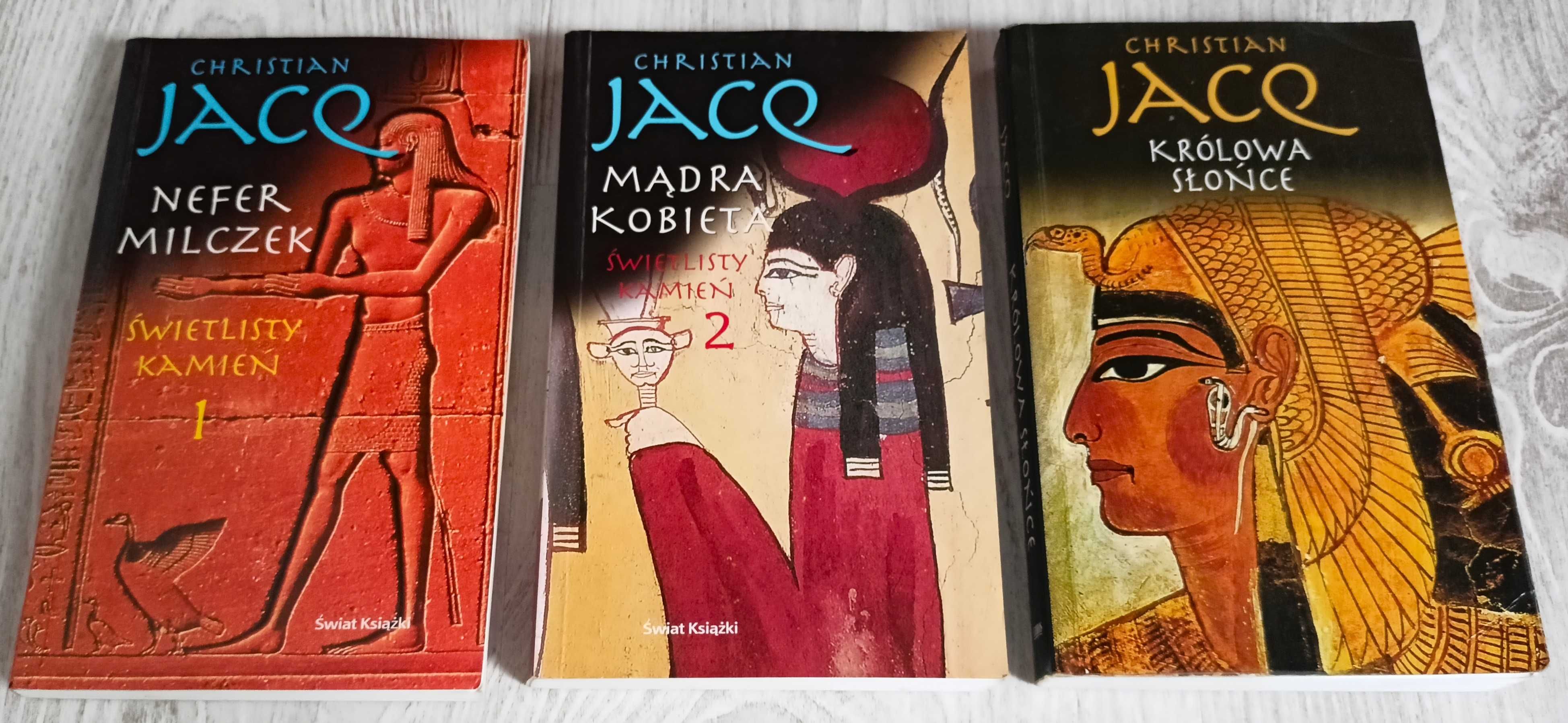 3x Christian Jacq Królowa Słońce + Mądra kobieta + Nefer Milczek   bdb