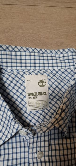 Koszulka męska Timberland, z długim rękawem, w kratkę, logo, premium