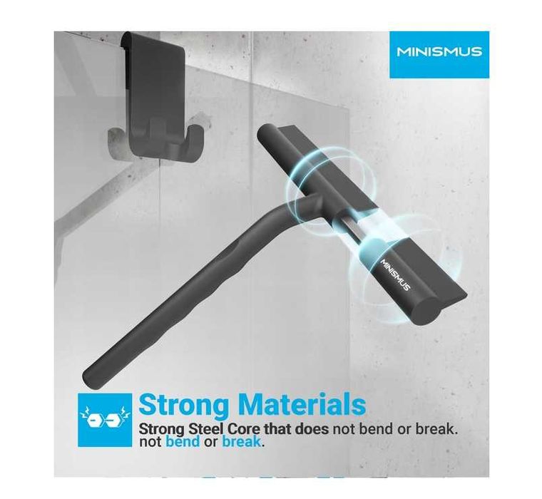 Minismus Ściągaczka prysznicowa z hakiem do zawieszania 21 cm czarna