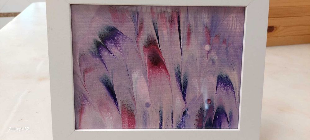 Conjunto de Quadros Abstratos – Arte Fluida em Moldura Branca