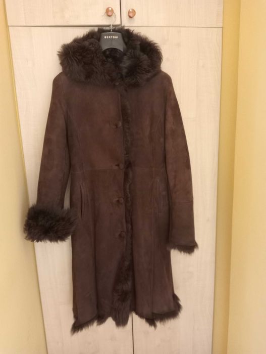 Kożuch damski długi z naturalnej skóry