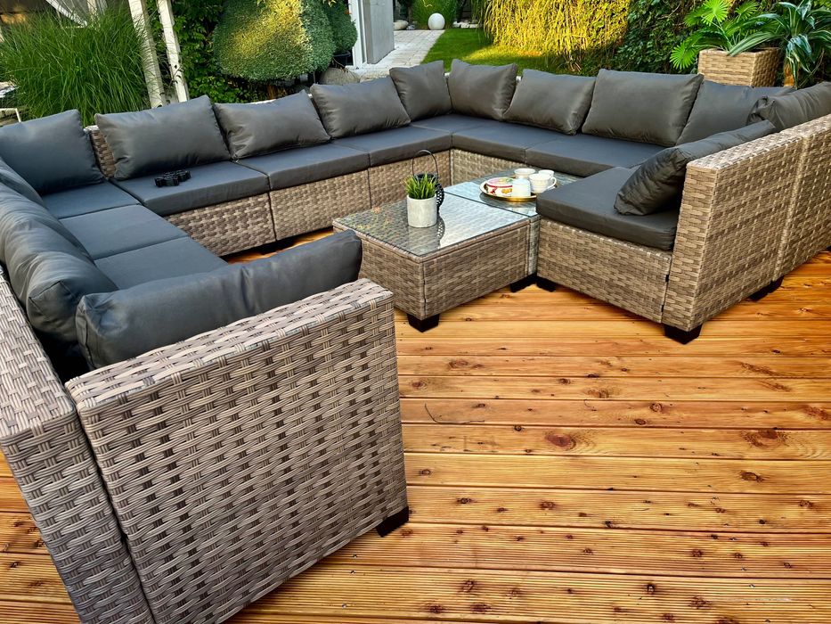 zestaw Palermo XXL technorattan wielki narożnik sofa pufa 2 kolory