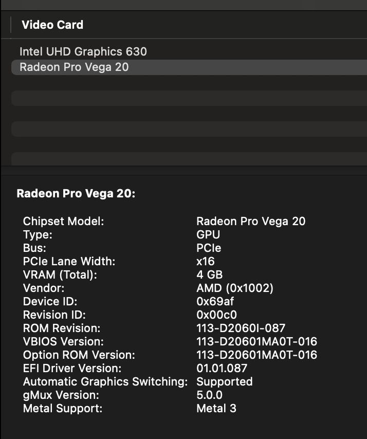 Macbook pro 15, intel i9, 32gb, 1TB SSD, 4gb pro Vega