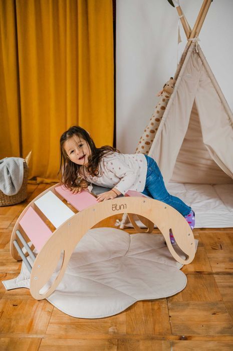 Bujak drewniany Smile różowo-szary | Zabawki Montessori | malpiszon.pl