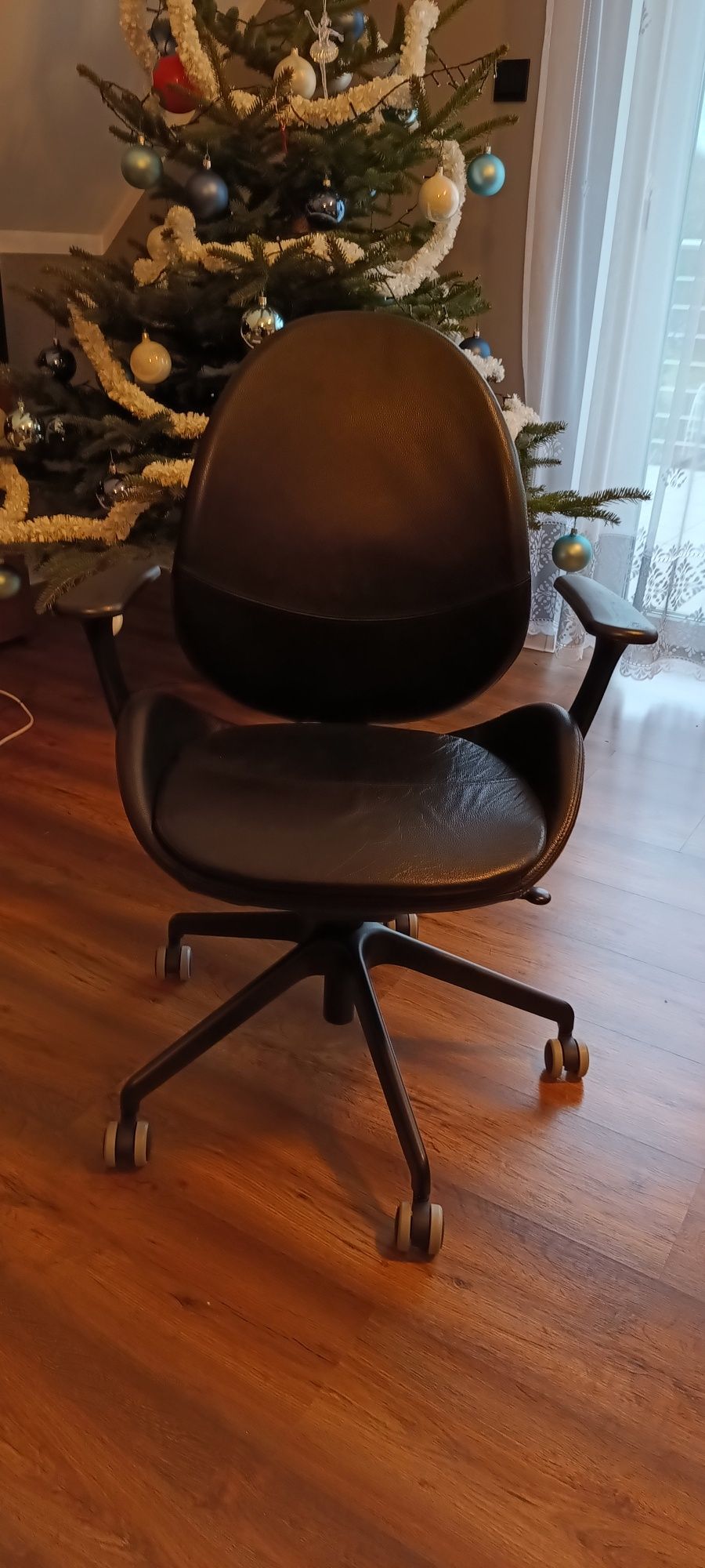 Krzesło obrotowe biurowe skóra naturalna Ikea Hattefjall