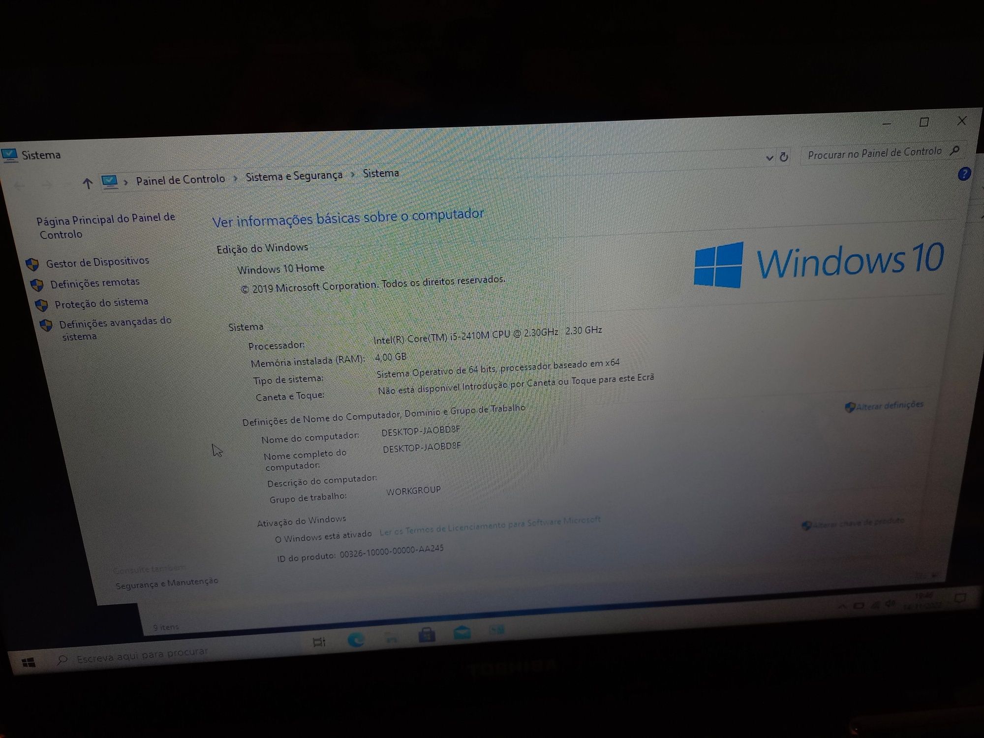 Portátil Toshiba i5 Intel