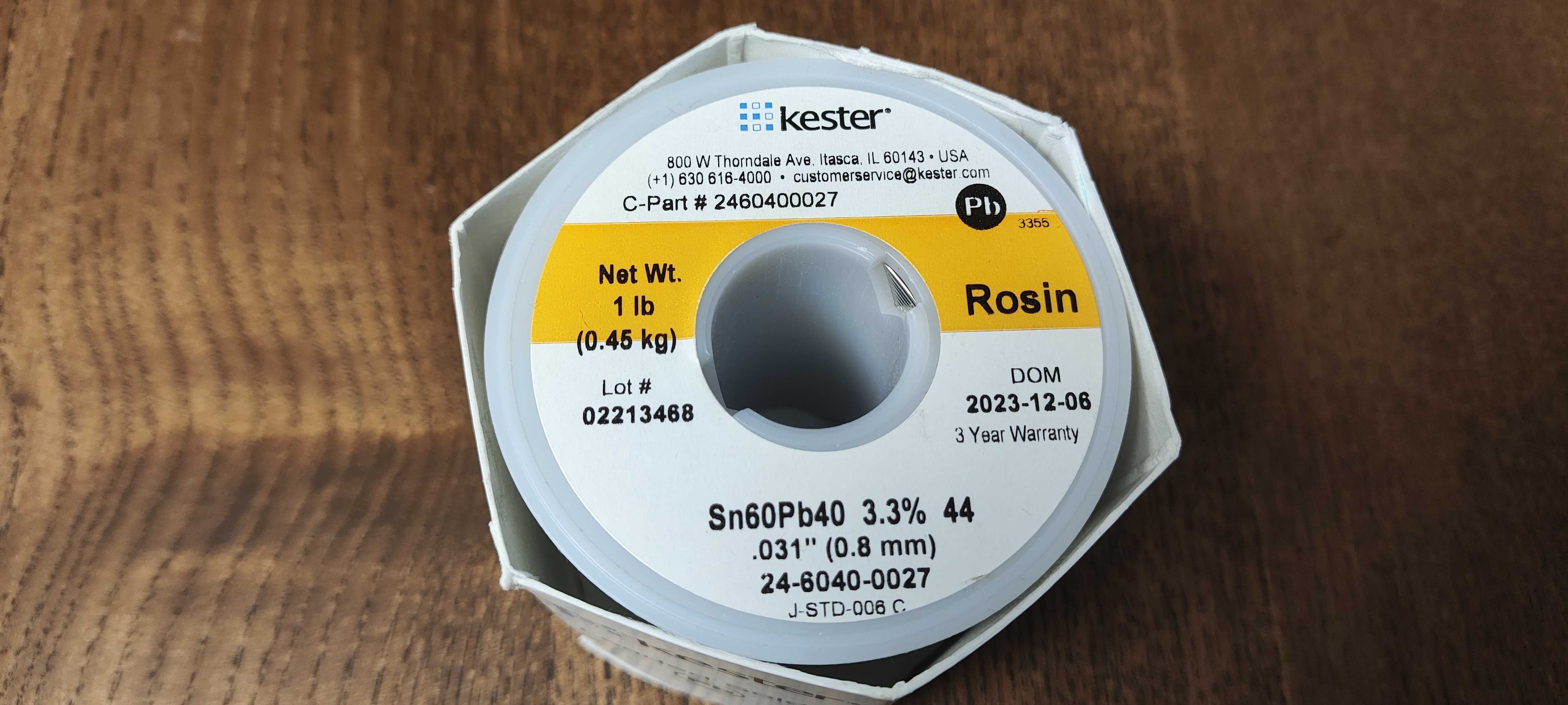 Припій Kester Sn60Pb40 0.8мм 450г, made in USA