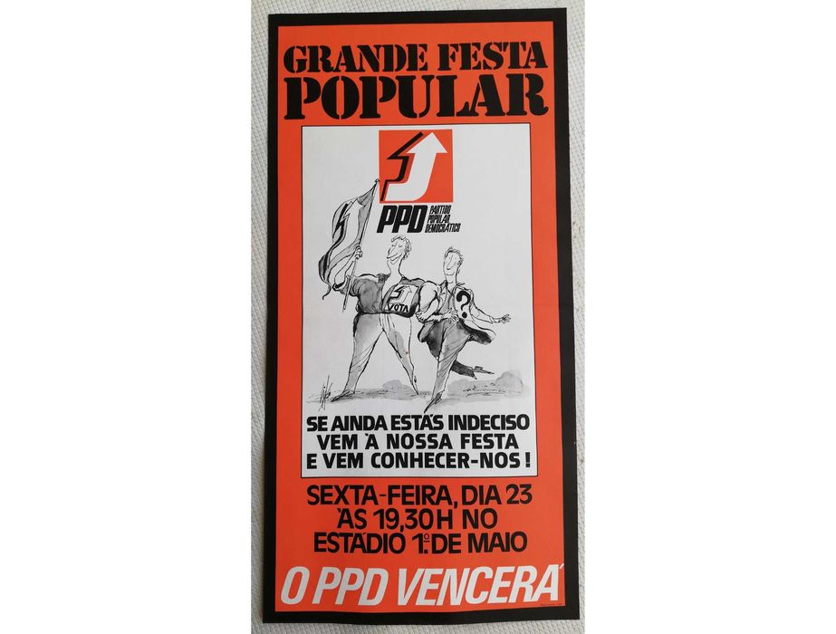 Cartaz político / propaganda PPD Grande festa popular de 1976