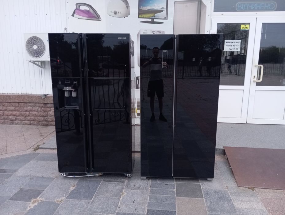 Холодильник Sharp Side-by-side ЧЁРНОЕ СТЕКЛО из Германии Гарантия