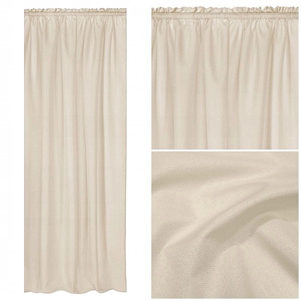 Zasłona 140x250 Ogrodowa Wodoodporna Jednolita na Taśmie Gaia J.Beż