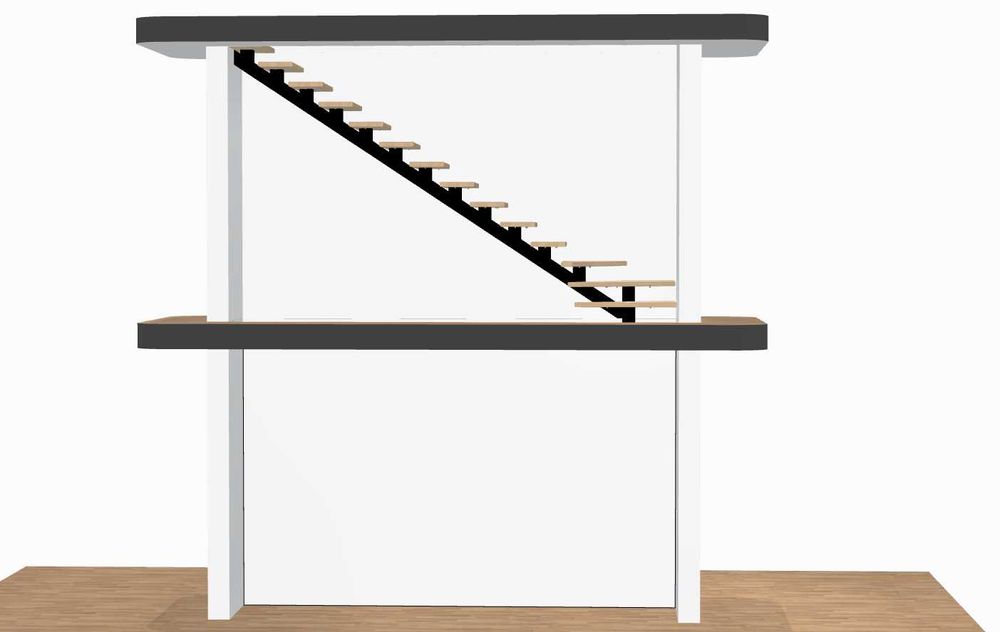 projekt schodów metalowych na jednym centralnym profilu,  DXF