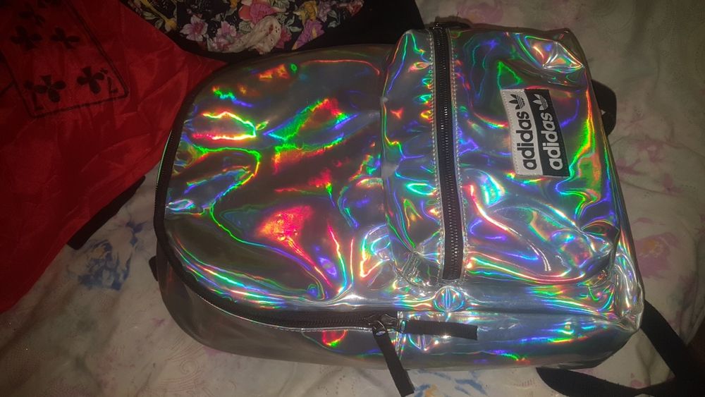 рюкзак Adidas светоотражающий перламутровый школьный рюкзак спортивный