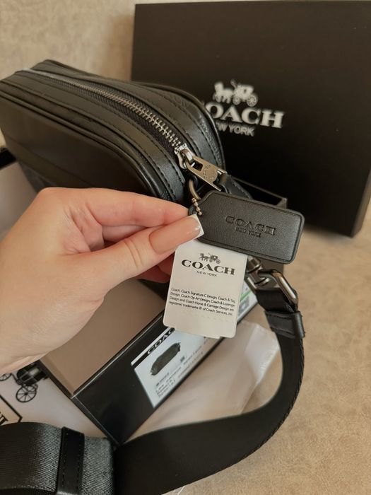 Сумка Coach коуч коач месенжер шкіряний через плече бананка