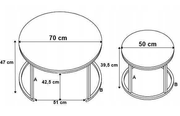 Zestaw stolików loftowych GALEN BIAŁY MARMUR