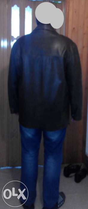 Super kurtka skórzana XXL brązowa typu jeans dla dużych mężczyzn