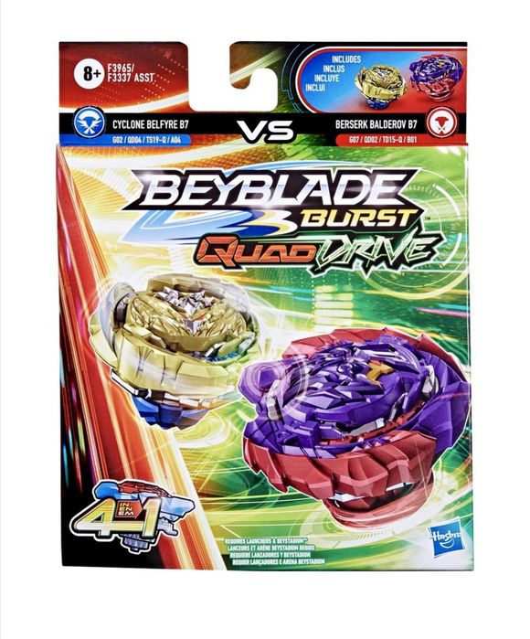 Бейблейд Hasbro QuadDrive Циклон Белфайр B7 проти Берсерк Балдеров.