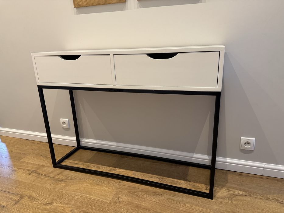 Konsola komoda szuflady drewniana biała 110/30