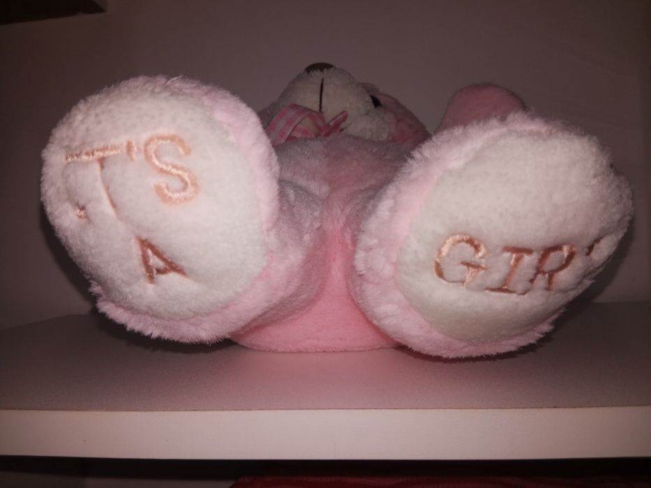 Brinquedos: Peluche "É uma menina" It's a girl, Urso Rosa 30cm