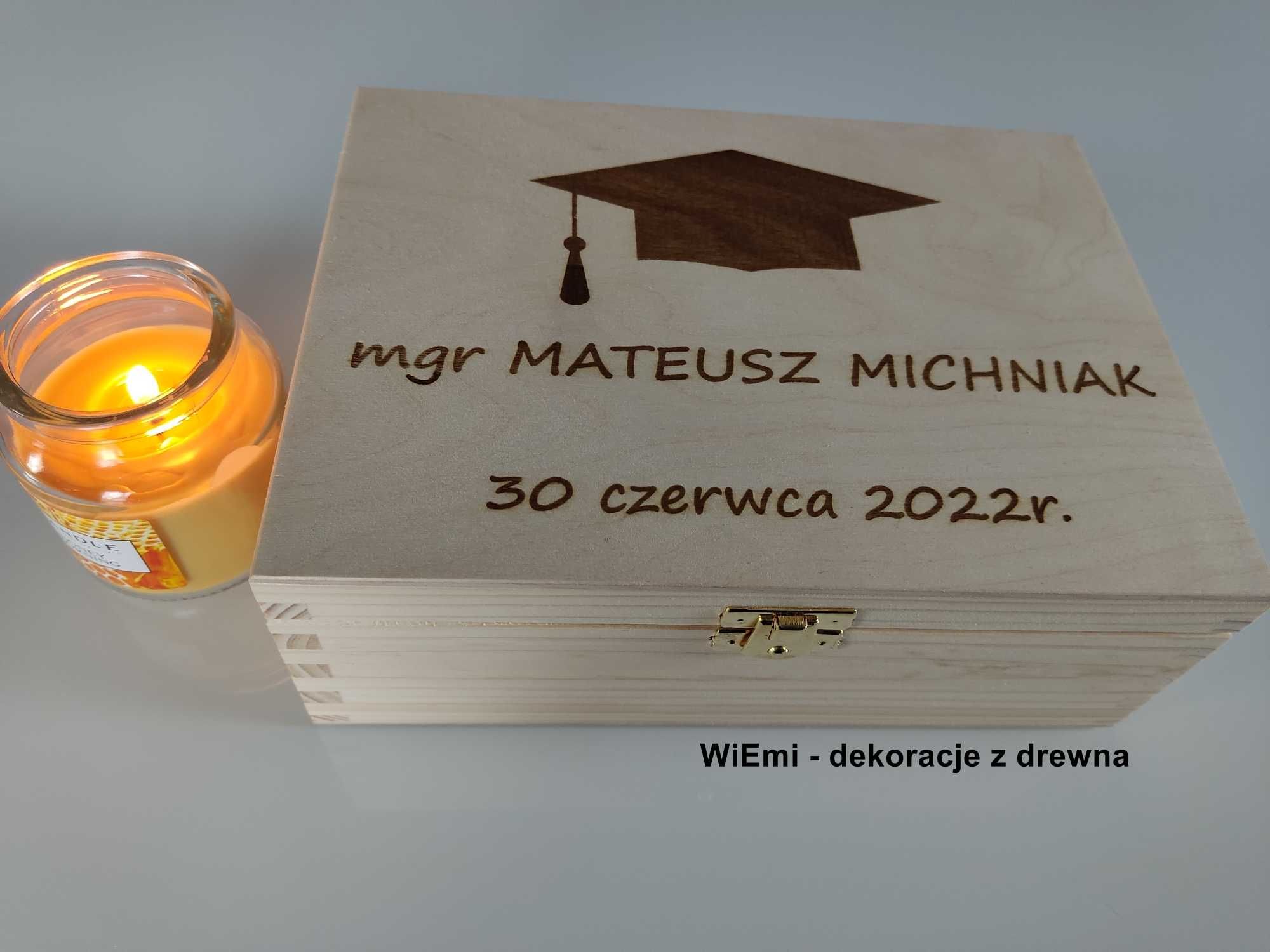 Prezent zakończenie studiów magister licencjat pudełko dla dziecka