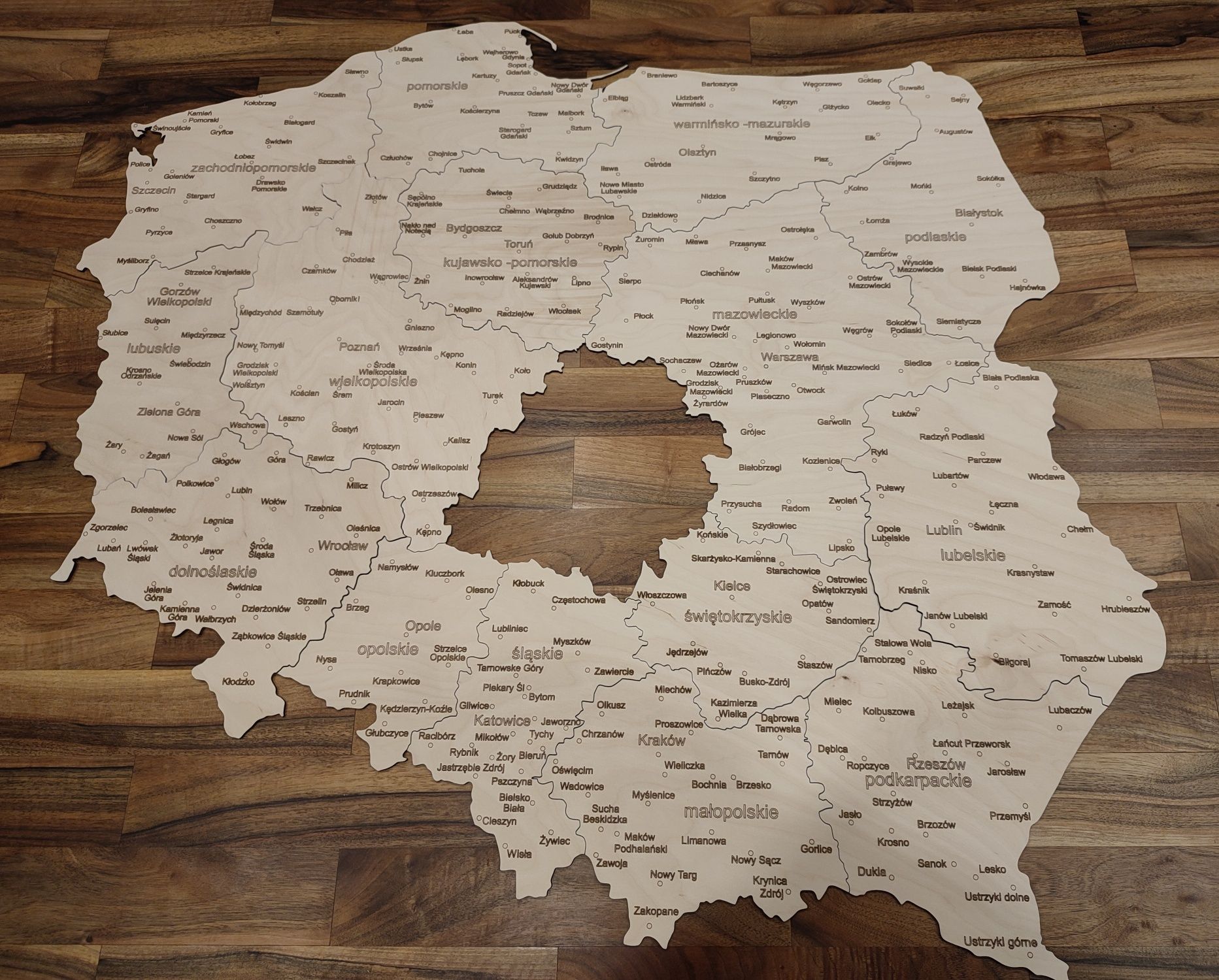 Drewniana mapa Polski - puzzle drewniane