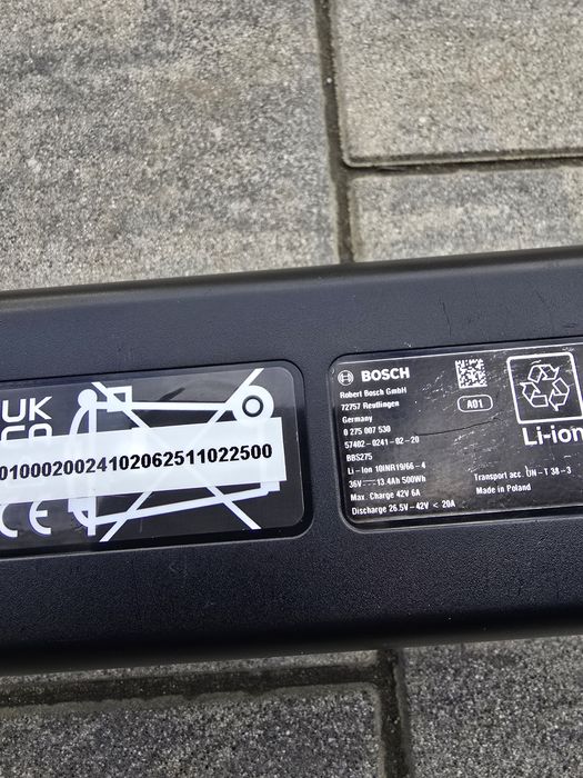 Bateria Akumulator BOSCH POWERPACK 500Wh na rame NOWA 1 cykl 98% spr