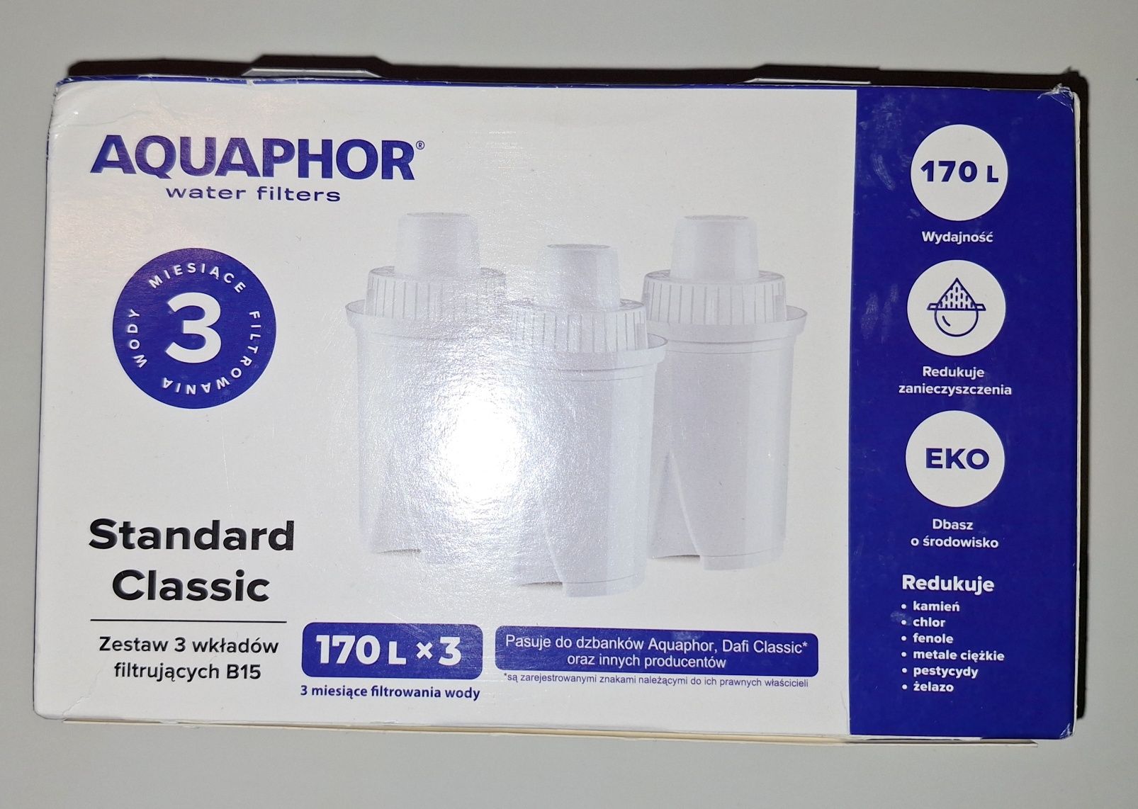 Nowe Filtry Aquaphor 170L x 3 wkład filtrujący B15 Standard Classic