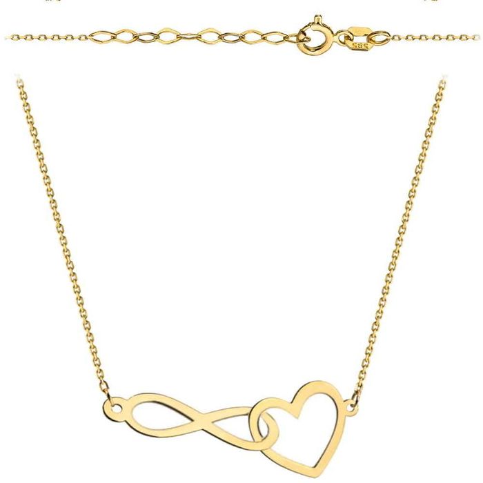 Złota celebrytka Próba 585 Nieskończoność/Serduszko/Błyszcząca Wysyłka