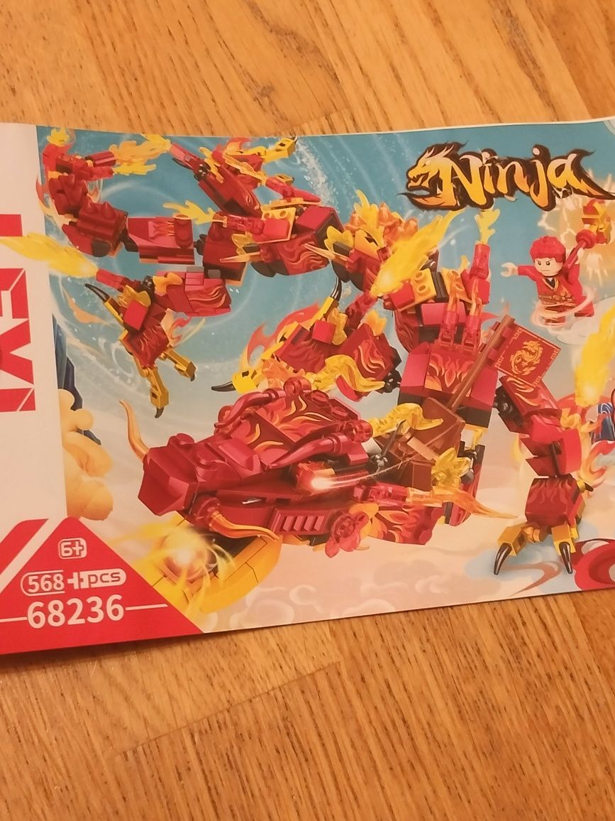 Klocki, smok jak LEGO ninjago, ognisty chiński smok