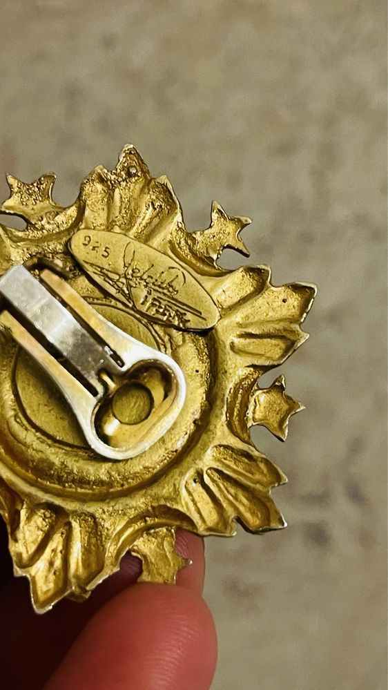 Винтажные позолоченные серьги из серебра 925 с жемчугом Швейцария