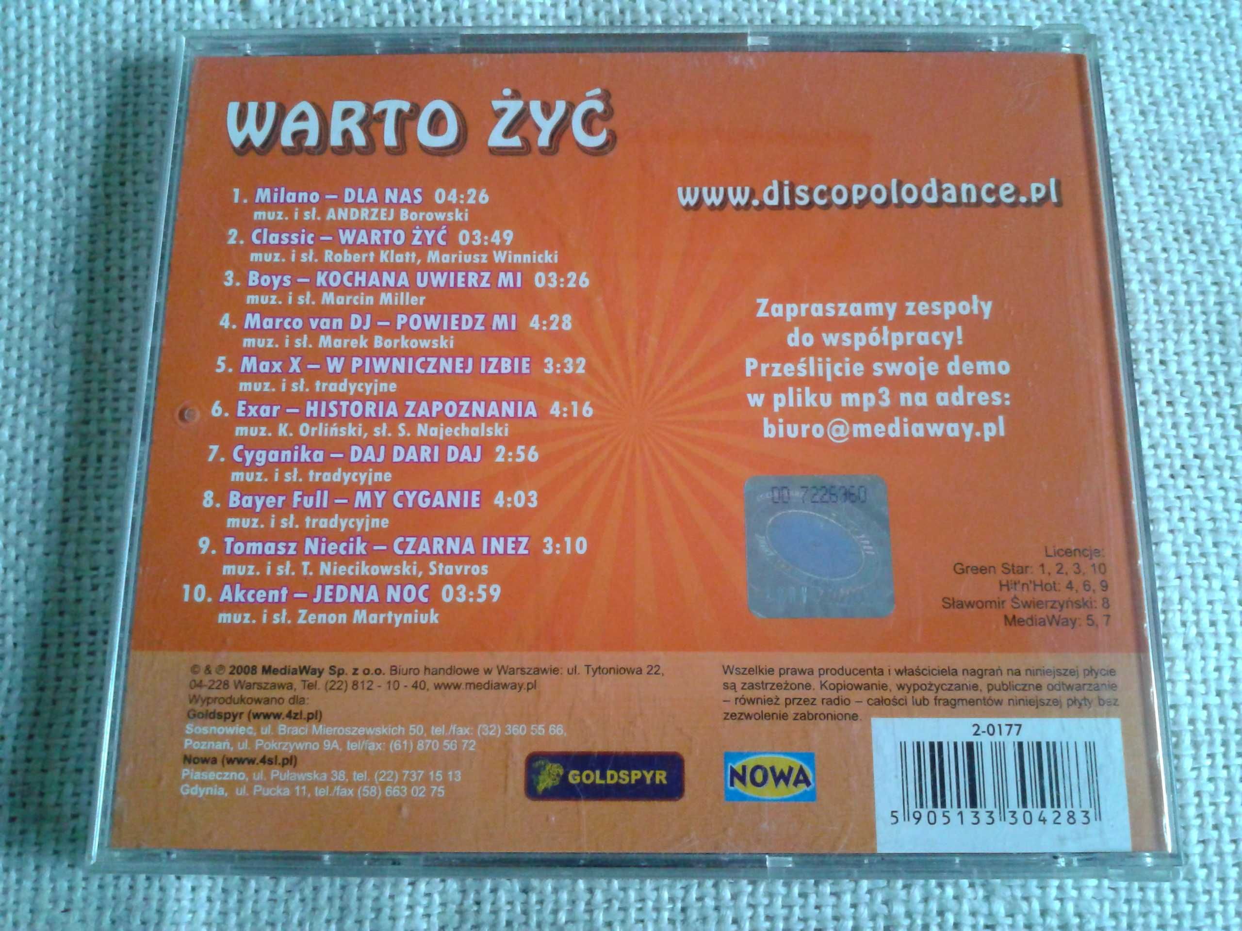 ️Disco Polo - Top 10 hits,  Warto Żyć  CD
