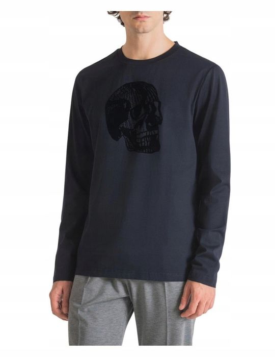 Antony Morato koszulka z długim rękawem okrągły dekolt r L granatowa