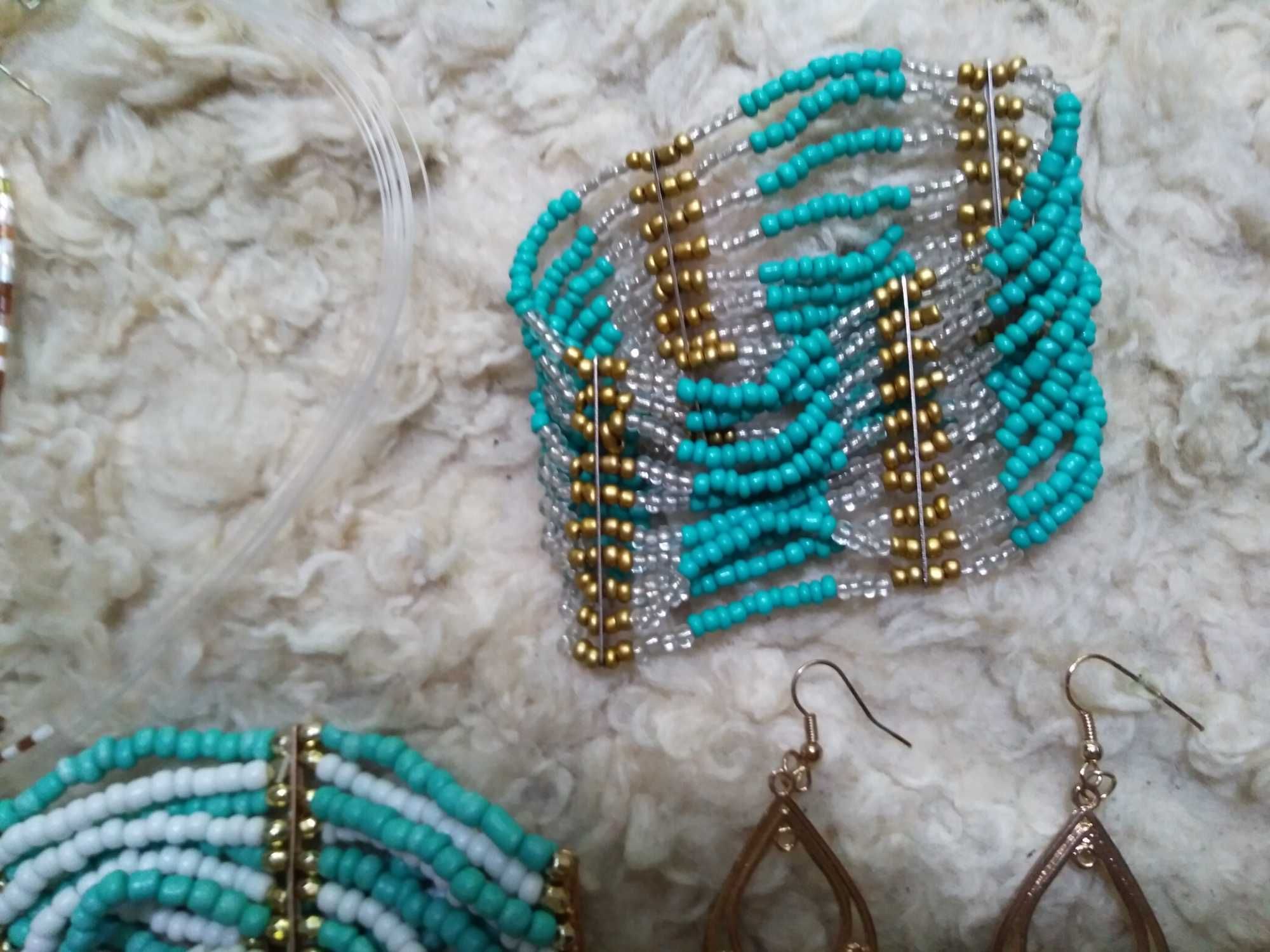 NOWY zestaw biżuterii damskiej naszyjnik kolczyki bransolety