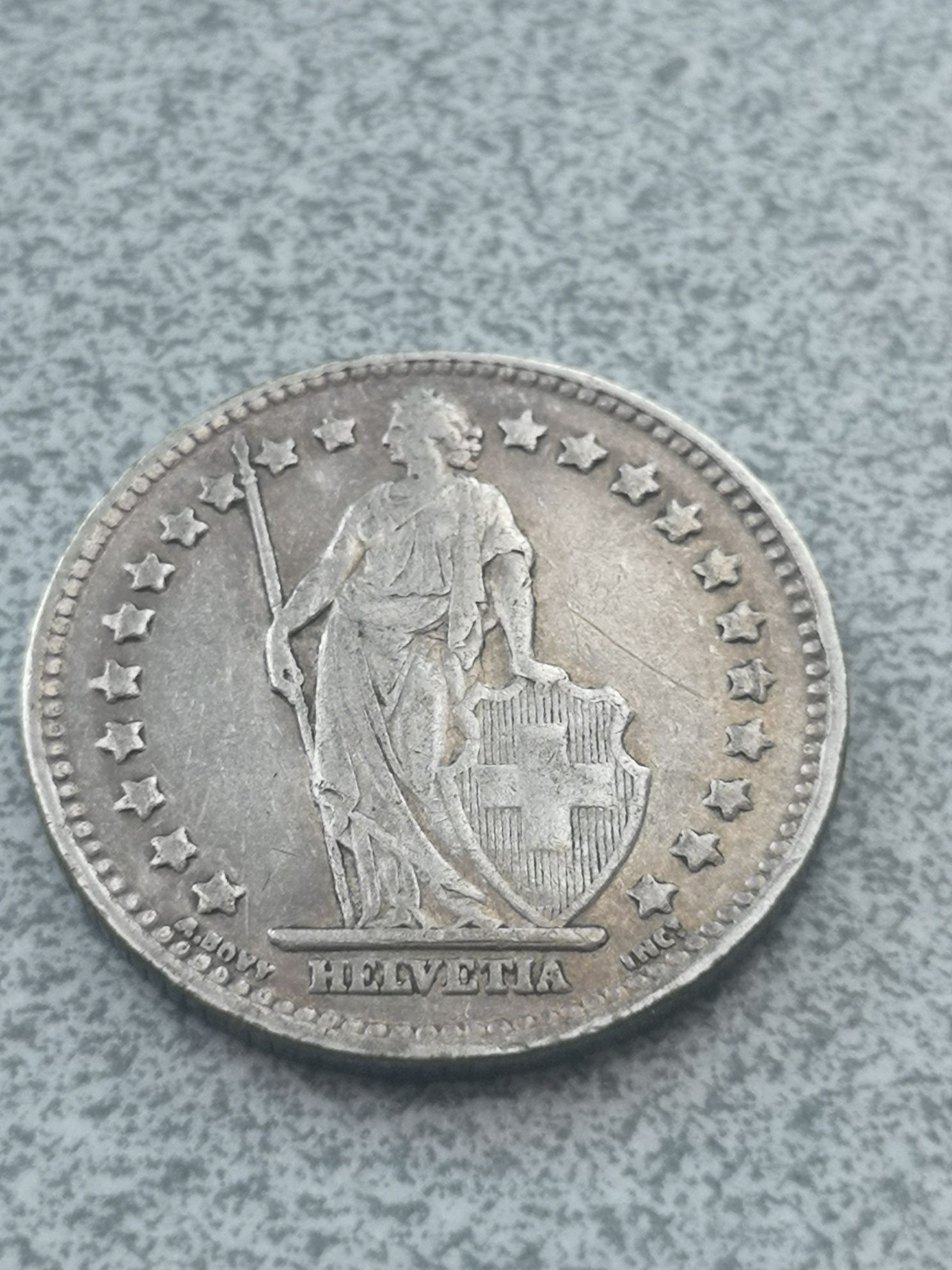 1 frank 1937r. Szwajcaria srebro Helvetia Ag