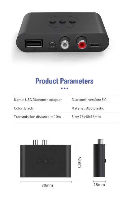 Transmiter Bluetooth z USB + kable Nowy