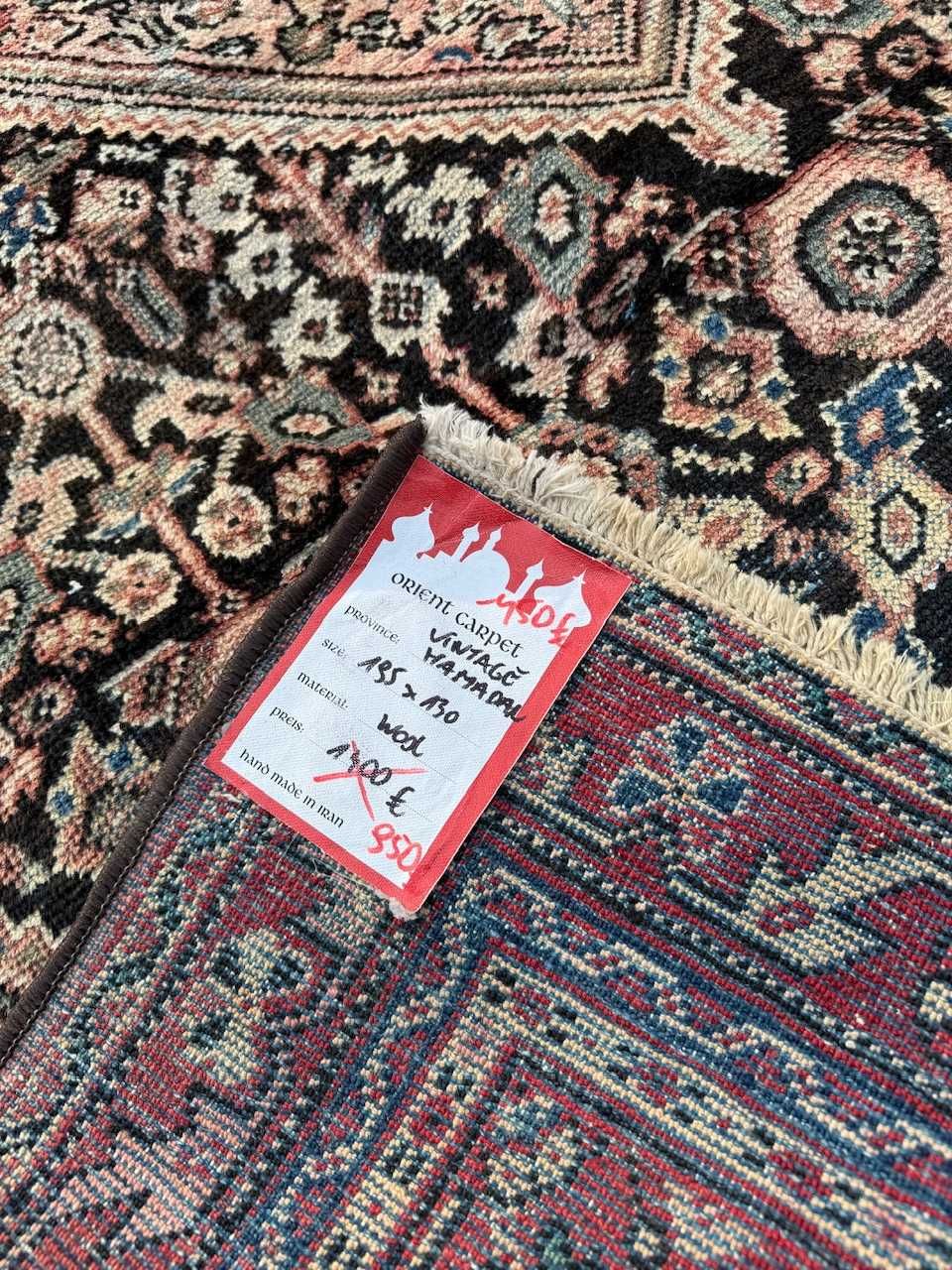 Vintage wełniany dywan perski r. tkany Iran Hamadan 195x130 gal. 7 tys