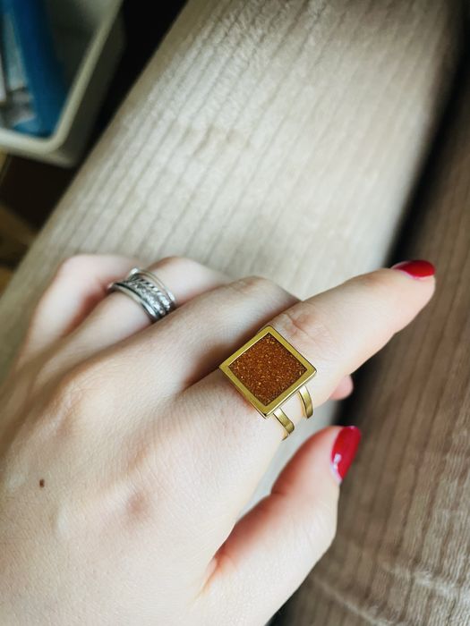 Anel ajustável dourado aço inoxidável