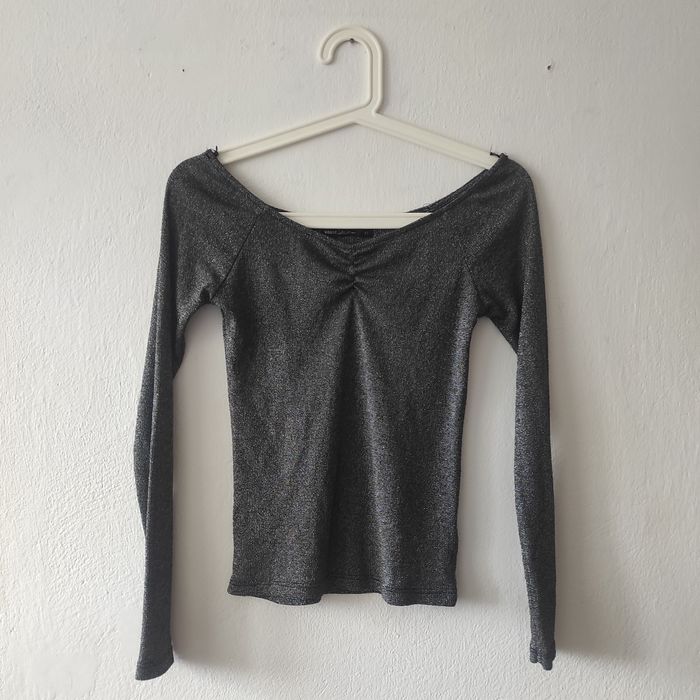 Bluzka XS odkryte ramiona szara