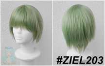 Krótka zielona peruka bob z grzywką męska cosplay wig zielony krótki