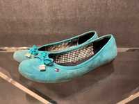 Baleriny balerinki Tommy hilfiger 37 zamsz turkus turkusowy miami Blue