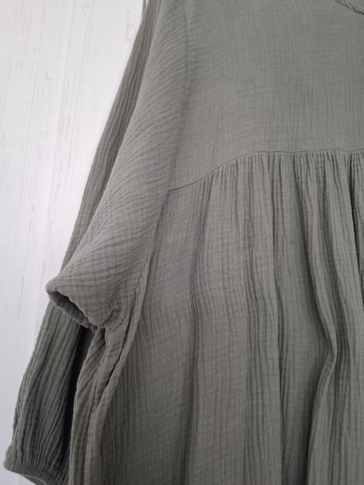 Długa muślinowa sukienka maxi leśna khaki oliwkowa luźna oversize